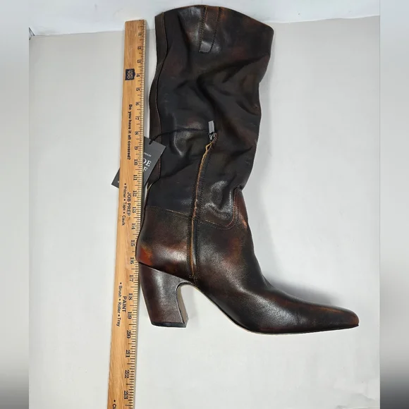 Vince Camuto Cristin Knee High Boots Sz 11M Wide Calf Washed Brown Leather - Picture 3 of 11